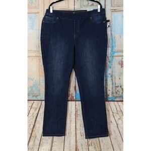 Kim Roger Womens Size 14W Blue Tummy Control Pull On Straight Leg Jegging Jeans
